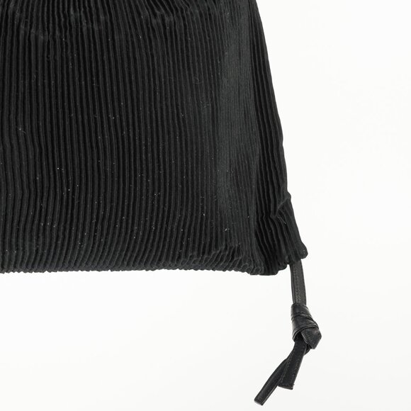 Y's Black Pleated Satin Leather-Drawstring Backpack - Picture 6 of 10